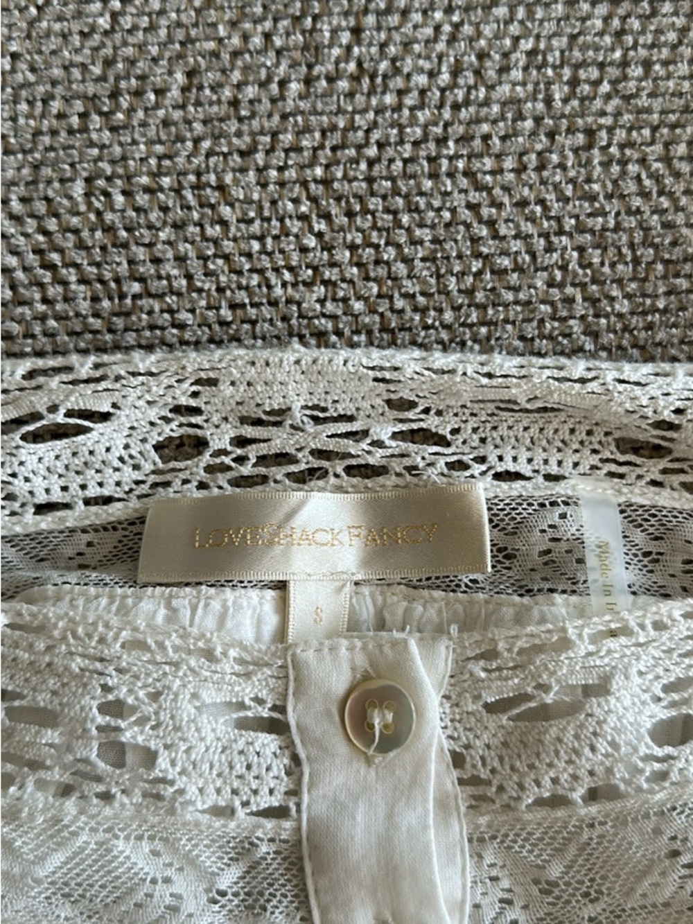 Retired LoveShackFancy Sully Cotton White Eyelet Lace Button-Front Top Size S - Picture 5 of 8